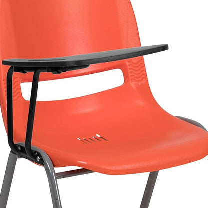 Flash Furniture HERCULES Orange Ergonomic Shell Chair with Right Handed Flip-Up Tablet Arm