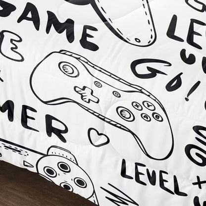 Gaming Comforter for Boys Teens,Game Bedding Sets Full,Kids Gamer Comforter Set,Video Game Bedroom Decor,Gamepad Controller Duvet Insert All Season 3 Piece 1 Comforter and 2 Pillowcases