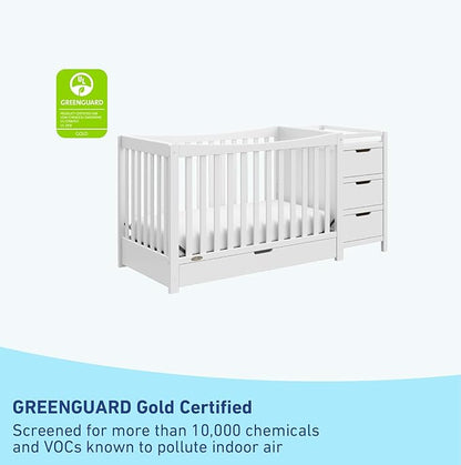 Graco Remi 4-In-1 Convertible Crib & Changer With Drawer (White) – GREENGUARD Gold Certified, Crib And Changing-Table Combo, Includes Changing Pad, Converts To Toddler Bed, Full-Size Bed