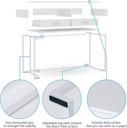 Tribesigns 40 Inch White Computer Desk, White Writing Desk with 2 Drawers, Modern Simple Study Desk Makeup Vanity Table for Bedroom Small Spaces
