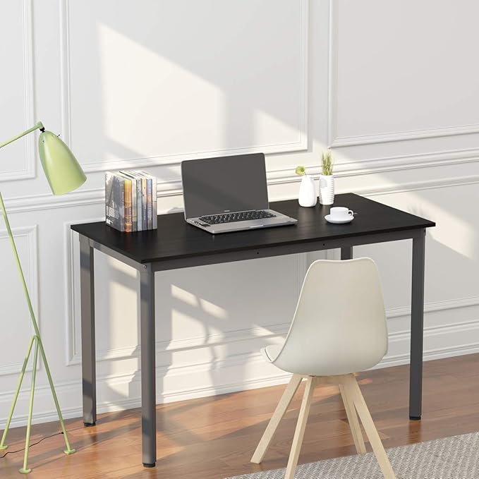 Weehom Computer Desk Home Office Writing Desk Study Laptop/Dining Table - 55 Inches Black Desk