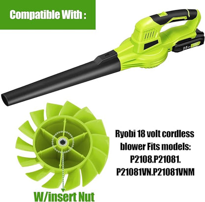 529437004 Blower Fan Blade-for Ryobi 18V Cordless Leaf Blower Models P2108, P21081, P21081VN, and P21081VNM - Replaces 529437001 and 529437003 - Yard Blower Accessories