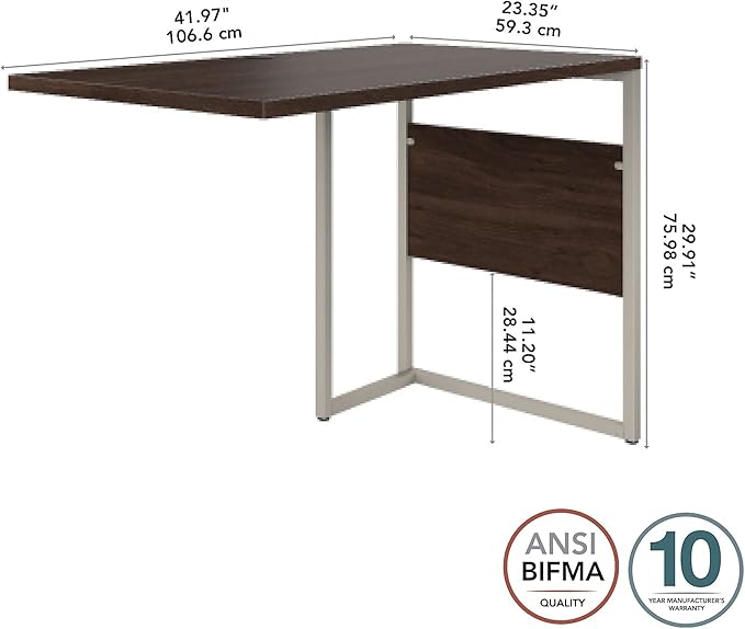 Bush Business Furniture Hybrid Desk Return/Bridge, 42W x 24D, Black Walnut
