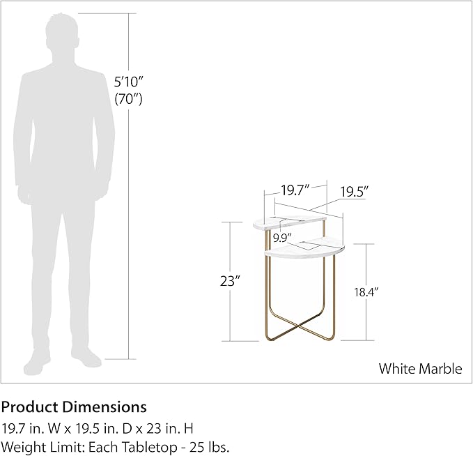 Novogratz Athena End Table, White Marble