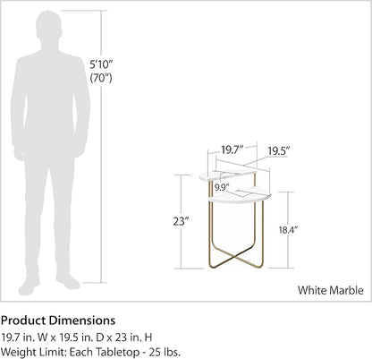 Novogratz Athena End Table, White Marble