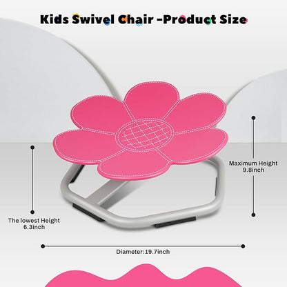 Sensory Toys Kids Swivel Chair, Autism Kids Swivel Chair, Petal Sit and Spin Seat Balance Chair Indoor for Child Age 3+, Regulating Toddler’s Body Balance, Metal Base Non-Slip Rose Red