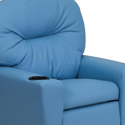 Flash Furniture Chandler Vinyl Kids Recliner with Cup Holder and Safety Recline, Contemporary Reclining Chair for Kids, Supports up to 90 lbs., Light Blue