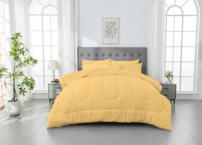 3 Piece Solid Color All Season Bedding Comforter Set Microfiber Soft Lightweight Bedding Set for Kids Teens Adults Room Decor with 1 Comforter and 2 Pillowcases King