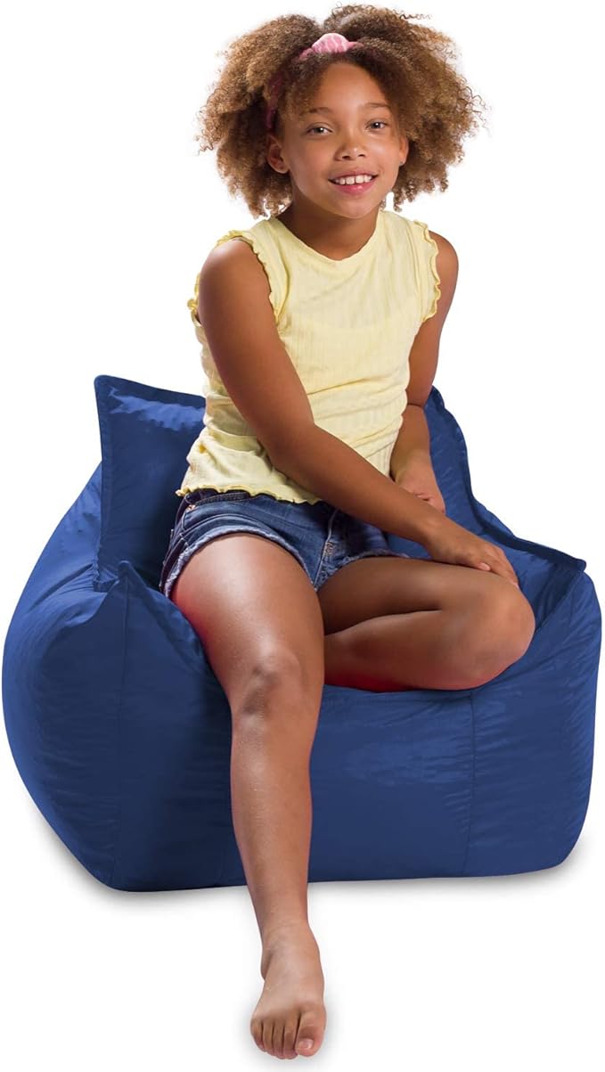 Posh Creations Bean Bag Chair Structured Comfy Seat Use for Gaming, Reading and Watching TV, Newport, Navy