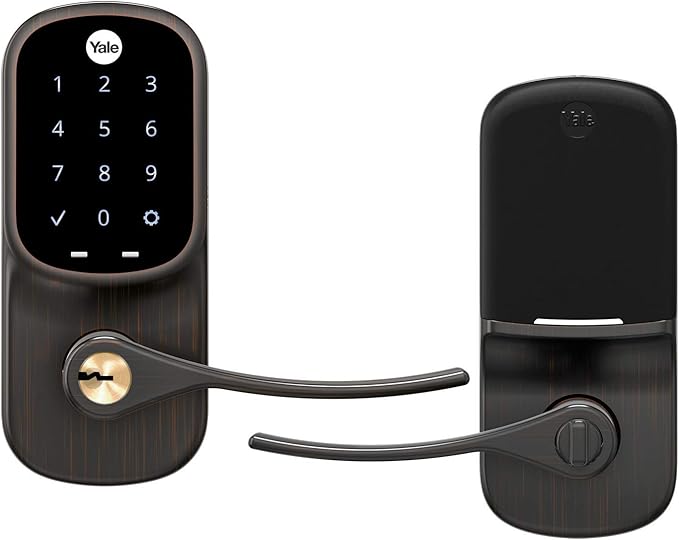 Yale Assure Lever, Wi-Fi Smart Door Lever (for Doors with no deadbolt) - Works with Yale Access App, Amazon Alexa, Google Assistant, HomeKit, Phillips Hue and Samsung SmartThings, Bronze