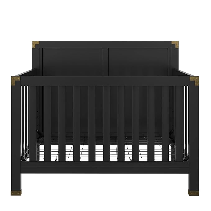 Baby Relax Miles 5-in-1 Convertible Crib, Solid Pine Wood, Black