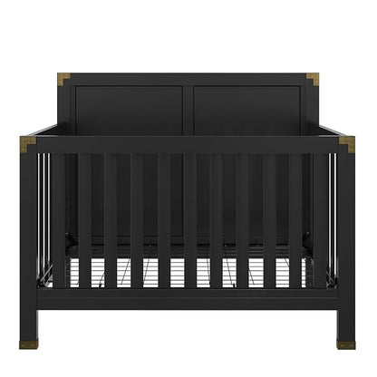 Baby Relax Miles 5-in-1 Convertible Crib, Solid Pine Wood, Black