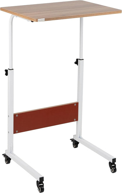 Mind Reader Woodland Collection, Mobile Sit/Stand Laptop Desk Adjustable, Lockable Casters, Portable, 21.75" L x 15.75" W x 33" H, Medium, Brown