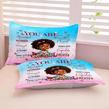 Black Girl Comforter Set Twin for Kids Teens,God Says You are Comforter Set for Black Women,Black Girl Magic Bedding Set,African American Girl Bed Bedroom Set