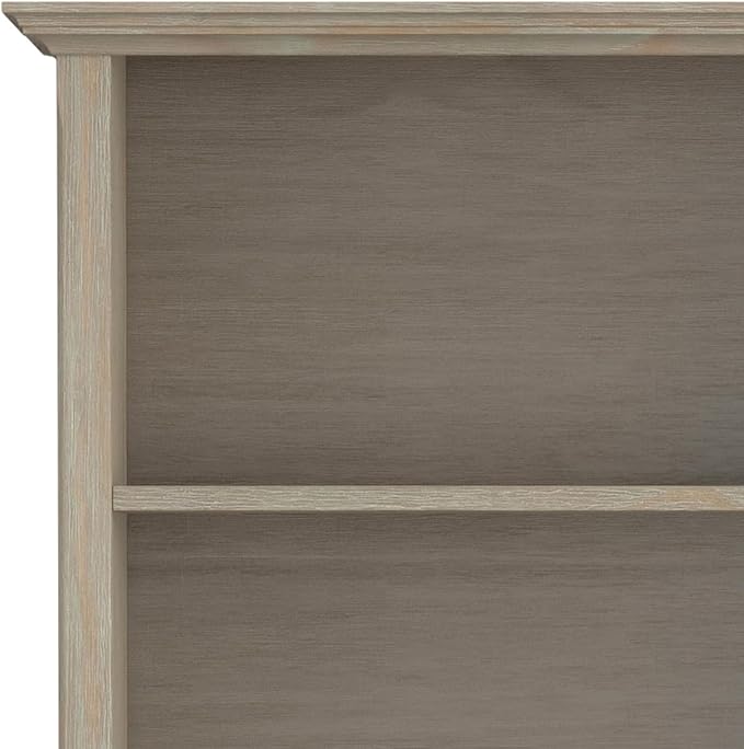 SIMPLIHOME Amherst SOLID WOOD 30 Inch Transitional 5 Shelf Bookcase in Distressed Grey, For the Living Room, Study Room and Office