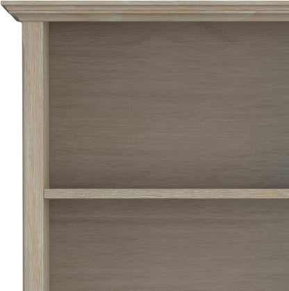 SIMPLIHOME Amherst SOLID WOOD 30 Inch Transitional 5 Shelf Bookcase in Distressed Grey, For the Living Room, Study Room and Office