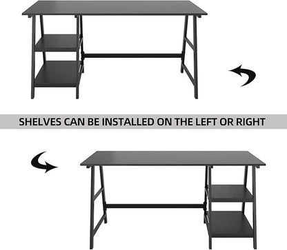 soges Computer Desk 47inches PC Desk Office Desk with Shelf Workstation for Home Office Use Writing Table,Black