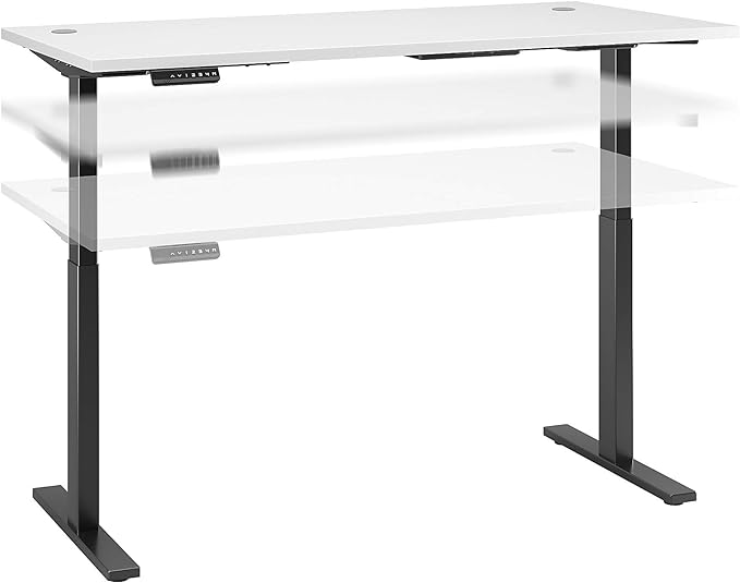 Bush Business Furniture Move 60 Electric Ergonomic Sit-Stand Computer Table for Home and Professional Office, 72W x 30D, White