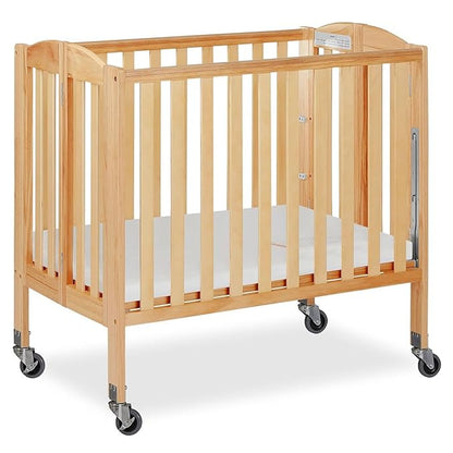 3-in-1 Folding Portable Crib and 3” Extra Firm Fiber Crib Mattress Bundle, Natural and Greenguard Gold Certified