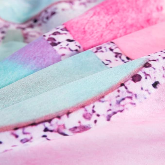 Wajade Kid Mermaid Scale Comforter Bedding Set Queen Size, Colorful Rainbow 3D Fish Scale 7 Pieces Soft Bedding Sets with Comforter, Sheet, Pillowcase and Sham for Girls