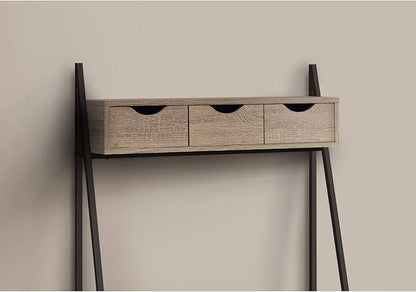 Monarch Specialties 7332 Computer Desk, Home Office, Laptop, Leaning, Storage Drawers, 32" L, Work, Metal, Laminate, Brown, Black, Contemporary, Modern Desk-32 L Dark Taupe, 31.5" L x 19" W x 61.25" H