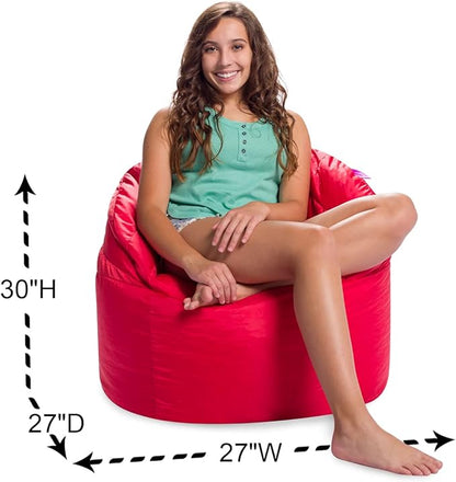 Posh Creations Structured Comfy Seat for Playrooms and Bedrooms, Large Bean Bag Chair, Sonoma Lounger, Red