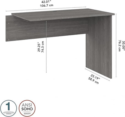 Bush Furniture Cabot 42W Shell Desk Return, 48W x 24D, Modern Gray