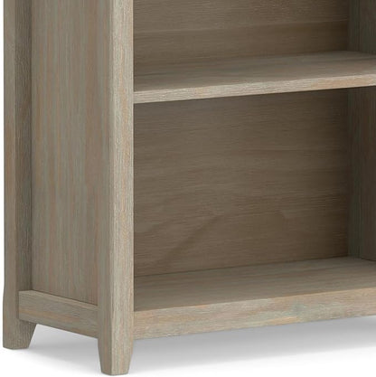 SIMPLIHOME Amherst SOLID WOOD 30 Inch Transitional 5 Shelf Bookcase in Distressed Grey, For the Living Room, Study Room and Office