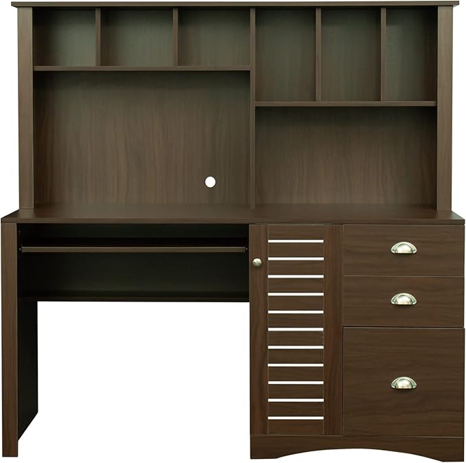 NicBex Laik-DW-00017-DX Desks, 59.06" W x 23.62" D x 57.68" H, Walnut