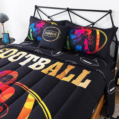 ADASMILE A & S Football Comforter Set Twin for Boys Kids American Football Bedding Set Sports Football Player Comforter with Football Sheets Twin Bed in A Bag Rugby Comforter Sets for Kids Home Decor