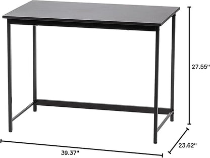 IRIS USA 39 Inch Modern Laptop and Computer Desk Office Table for Home Office, Water and Scratch Resistant Surface Gaming Desk, Easy to Assemble Black Desk