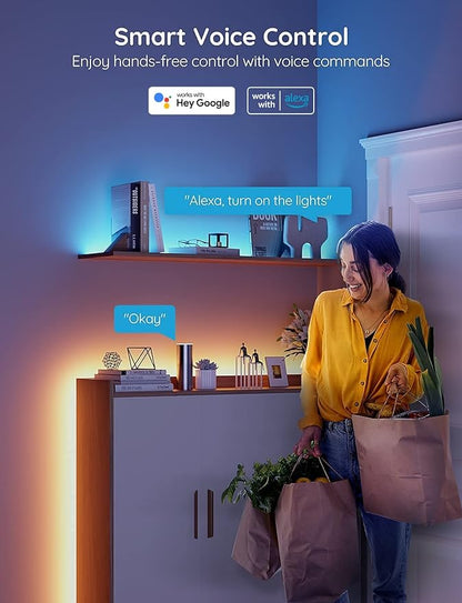 Govee LED Strip Lights 100ft, LED Lights for Bedroom, WiFi RGB LED Lights Work with Alexa and Google Assistant, 64 Modes and Music Sync, Strip Lights for Indoor, Home Decor, 2 Rolls of 50ft