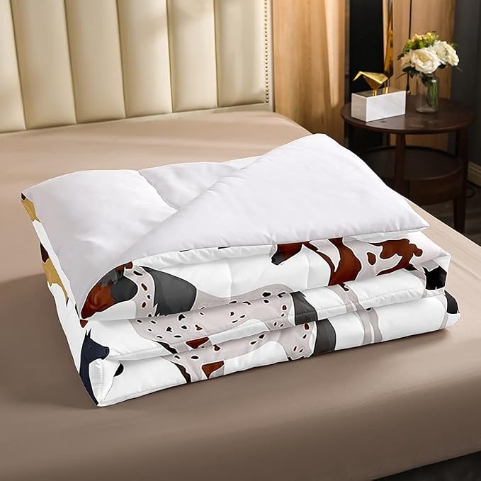 Horse Comforter Set Twin Farm Bedding Set Kids Boys Girls Teens Cute Animal Duvet Set Cartoon Horses With Pink Lover Heart Decor Kawaii Quilt Set Soft Lightweight Cowboy Cowgirls Comforter Set