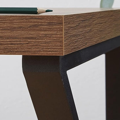 HSH Industrial Home Office Desk Computer Table, Metal and Wood PC Desk, Vintage Sturdy Work Study Writing Desks Computer Desk for Bedroom Livingroom, Rustic Oak 47 inch