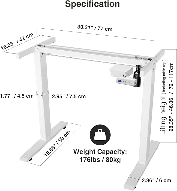 Electric Height Adjustable Stand up Desk Home Office Ergonomic Computer Workstation(Frame Only)