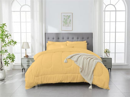 3 Piece Solid Color All Season Bedding Comforter Set Microfiber Soft Lightweight Bedding Set for Kids Teens Adults Room Decor with 1 Comforter and 2 Pillowcases Queen