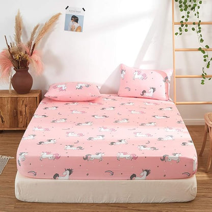 UOZZI BEDDING Bed in a Bag 7 Pieces King Size Unicorn Pink with Rainbow Star - Soft Microfiber, Reversible Bed Comforter Set (1 Comforter, 2 Pillow Shams, 1 Flat Sheet, 1 Fitted Sheet, 2 Pillowcases)