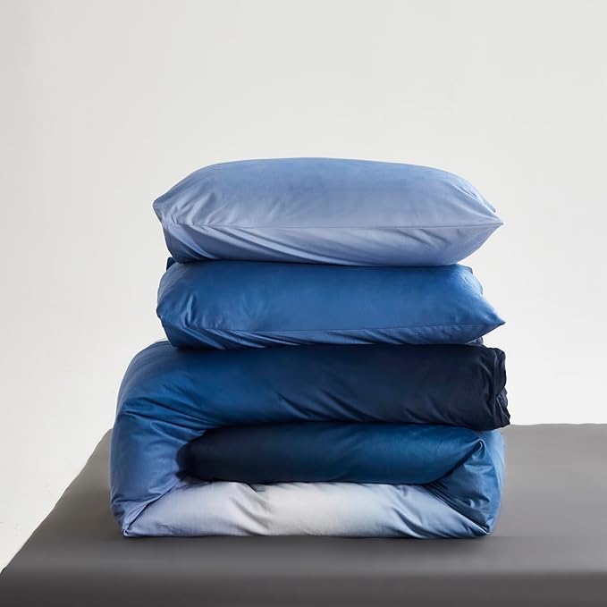 Blue White Gradient Comforter Set Twin Blue Velvet Bedding Comforter Modern Plain White and Royal Blue Gradient Soft Quilt Farmhouse Flannel Comforter Warm Twin Bed Comforter
