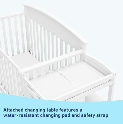 Graco Benton 4-in-1 Convertible Crib and Changer (White) – Crib and Changing Table Combo, Includes Water-Resistant Changing Pad, 3 Drawers, Converts to Toddler Bed, Daybed and Full-Size Bed