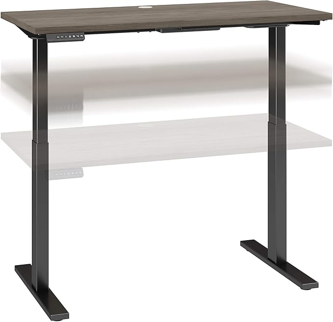 Bush Business Furniture Move 60 Electric Ergonomic Sit-Stand Computer Table for Home and Professional Office, 48W x 24D, Modern Hickory