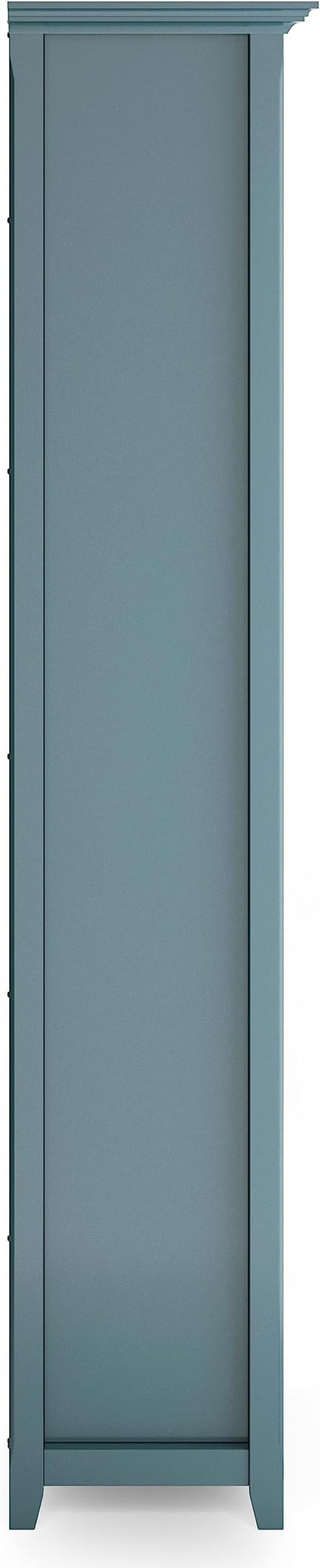 SIMPLIHOME Amherst SOLID WOOD 30 Inch Wide Transitional 5 Shelf Bookcase in French Blue, for The Living Room, Study Room and Office