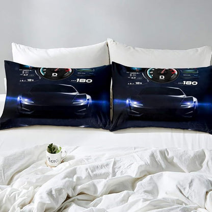 Erosebridal King Size Race Car Comforter Set, Black Speed Racing Car Bedding Set Racer Extreme Sports Duvet Insert for Kids Girls Teens Bedroom Decor, Speed Luxury Car Decor Quilt with 2 Pillow Cases