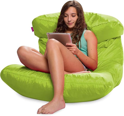 Posh Creations Structured Comfy Seat for Bedrooms and Dorm Rooms, Large Bean Bag Chair, Laguna Lounger, Lime