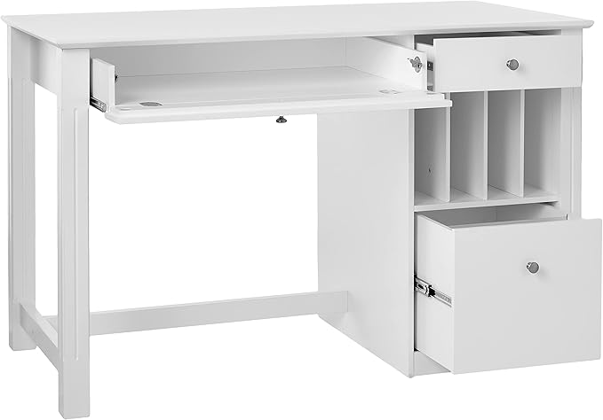Walker Edison Modern Wood Computer Writing Desk Storage File Drawer Office Home Office Workstation Small, 48 Inch, White