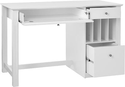 Walker Edison Modern Wood Computer Writing Desk Storage File Drawer Office Home Office Workstation Small, 48 Inch, White
