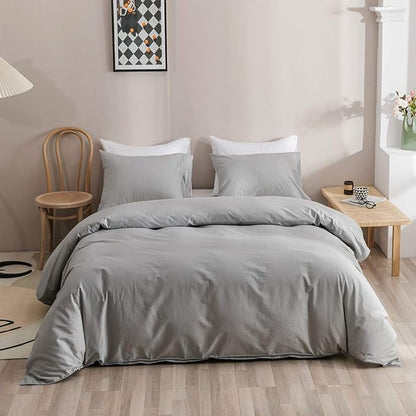 Silver Comforter Queen Light Gray Bedding Set 3 Pieces Comforter Set 1 Queen Comforter (90x90 inches) with 2 Pillowcases (20x26 inches)