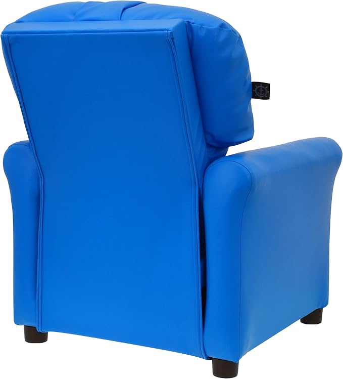 The Crew Furniture Traditional Kids Recliner, Toddler Ages 1-5 Years, Pu Faux Leather, Blue