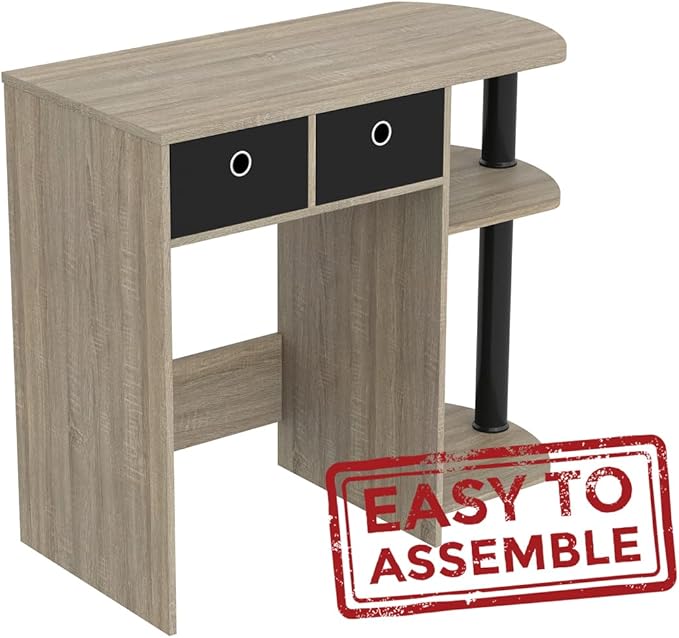 Safdie Small Computer Space-Saver Writing 2 Storage Drawers-Sturdy Study, Work Table-Compact Home, Living, Dorm Room,Bedroom, Office Modern Student, Gamer Desk, One Size, Dark Taupe