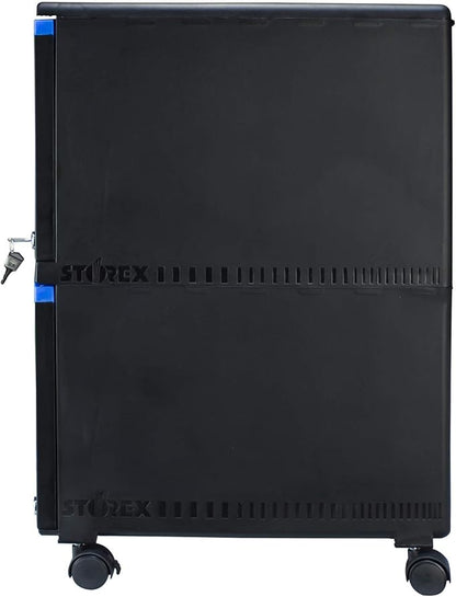 Storex 61314A01C File Cabinet, 1-Pack, Black/Blue