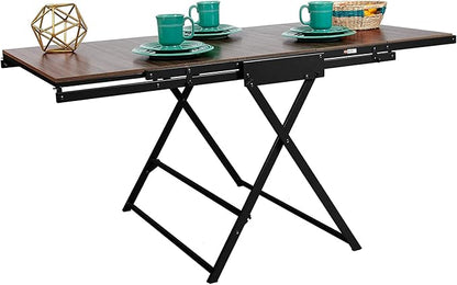 Origami modern 2 in 1 shelf to table Style, Organizer Deco Rack magically turn to a table/desk in a second, fully assembled, patent pending, Black/walnut (STT-WLN)